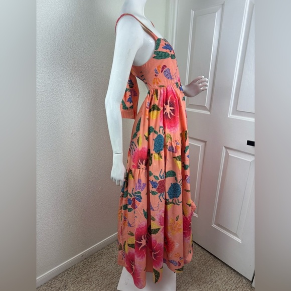 Farm Rio Tropical Dress Midi Maxi Fit & Flare Straps Tiered Ruffles XS. - Picture 8 of 13